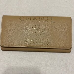 CHANEL Tan Leather Wallet Minimalist Design